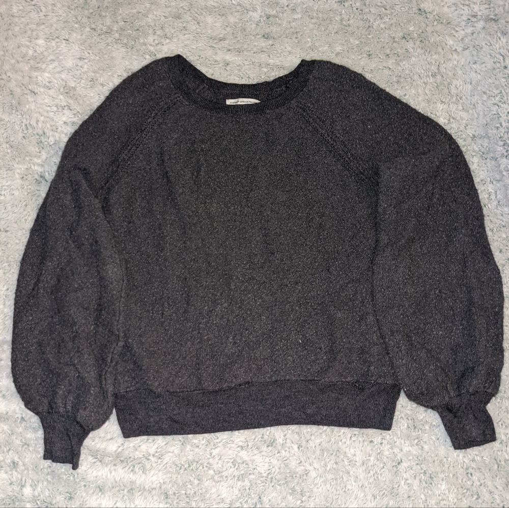 puffy sleeve grey sweater